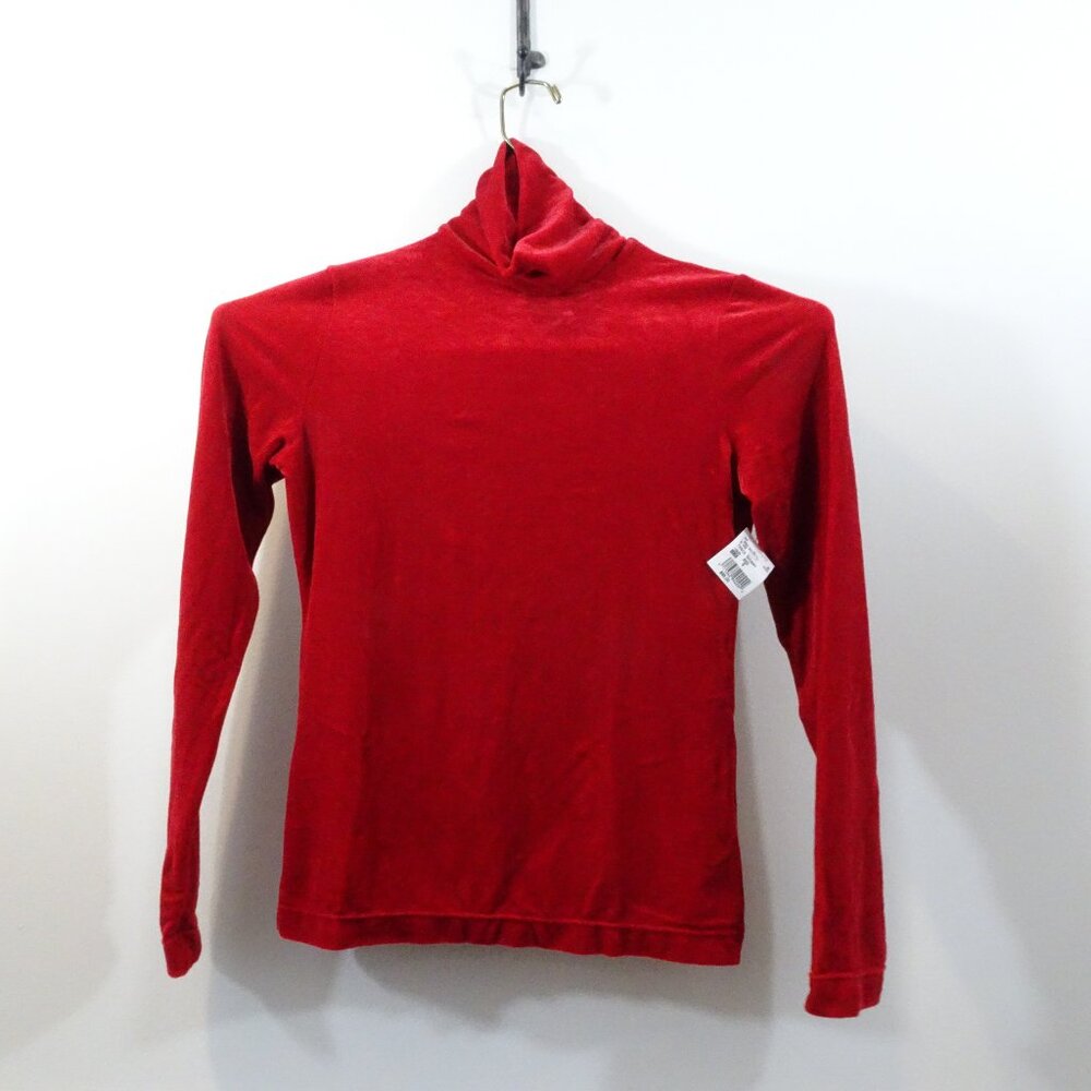 Vintage Skea Shimmies Women's Velvet Turtleneck Red Stretch Top Soft USA Size S